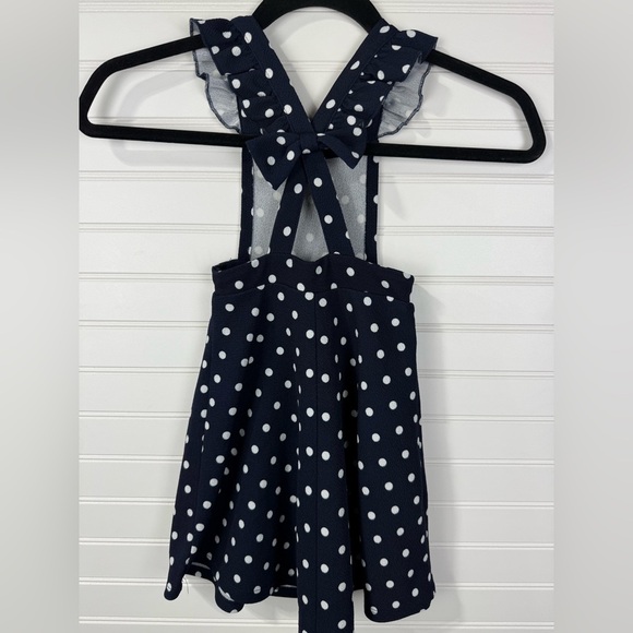 Heart & Arrow polka dot navy ruffle jumper. Girls size 4 - Picture 2 of 4